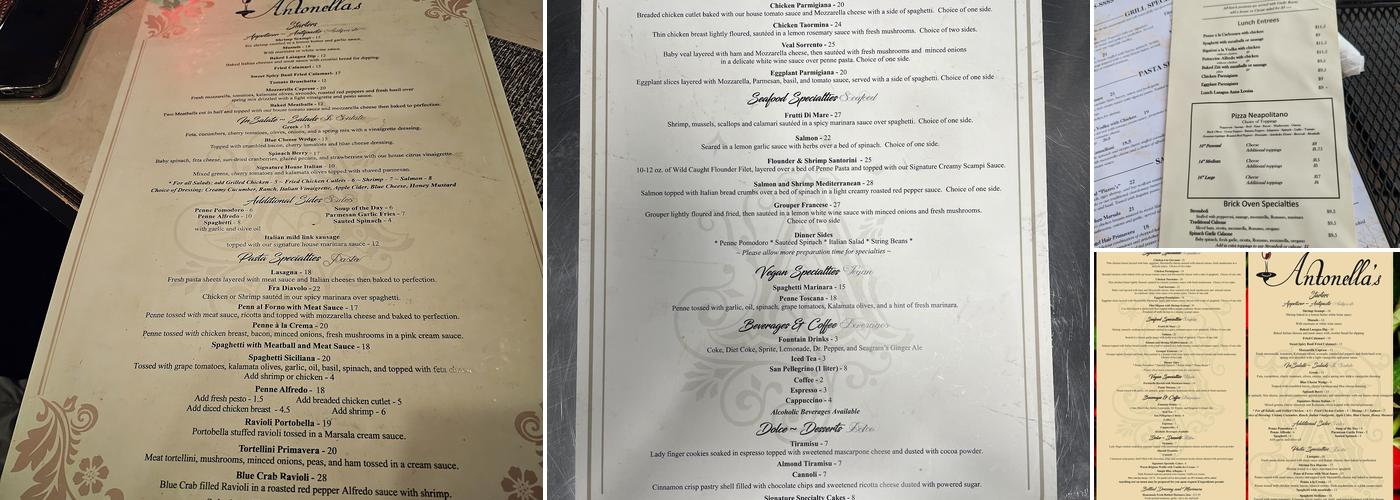 Antonella's Italian Ristorante Menu