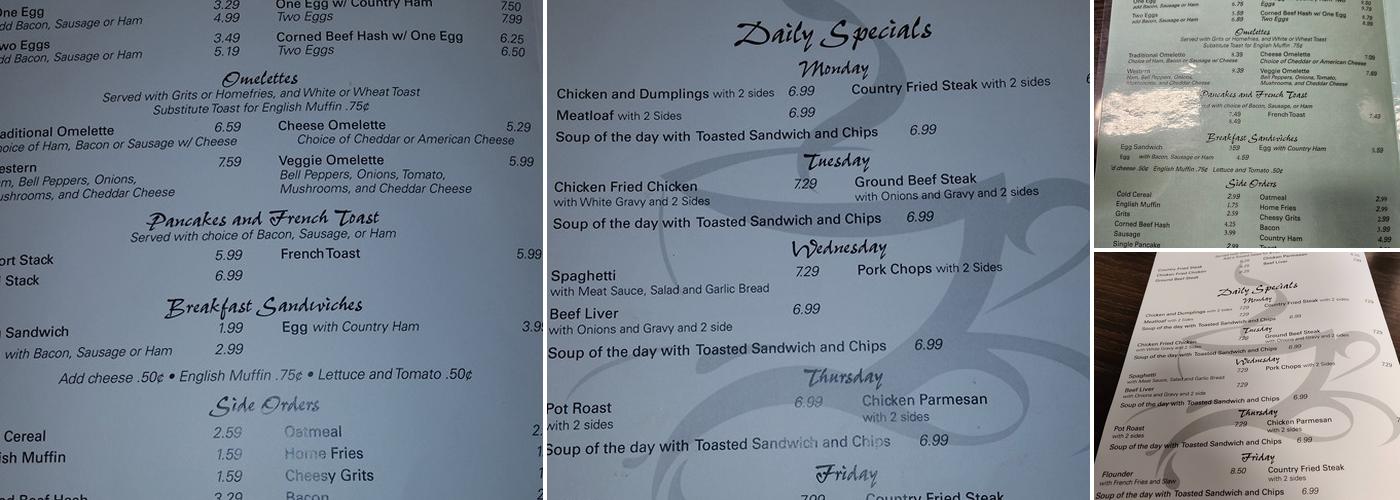 Continental Cafe Menu