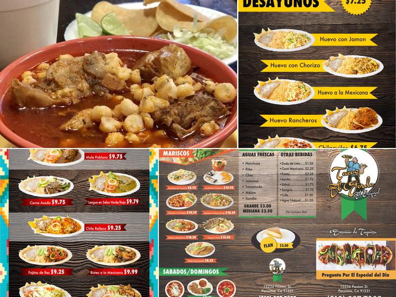 Tacos El Gordo Menu