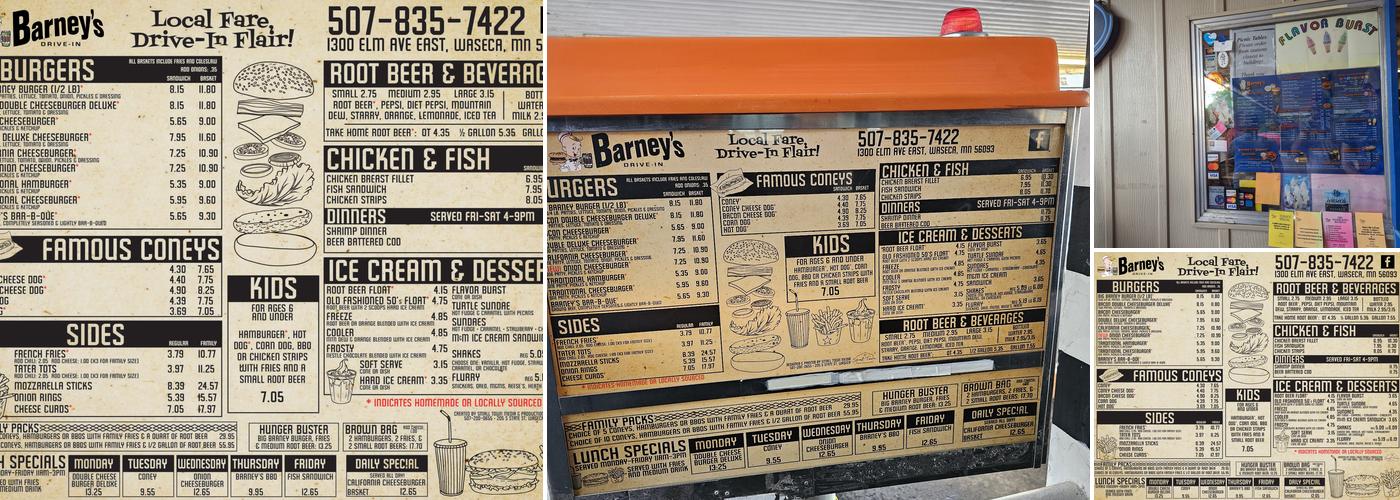 Barney's Drive-In Menu