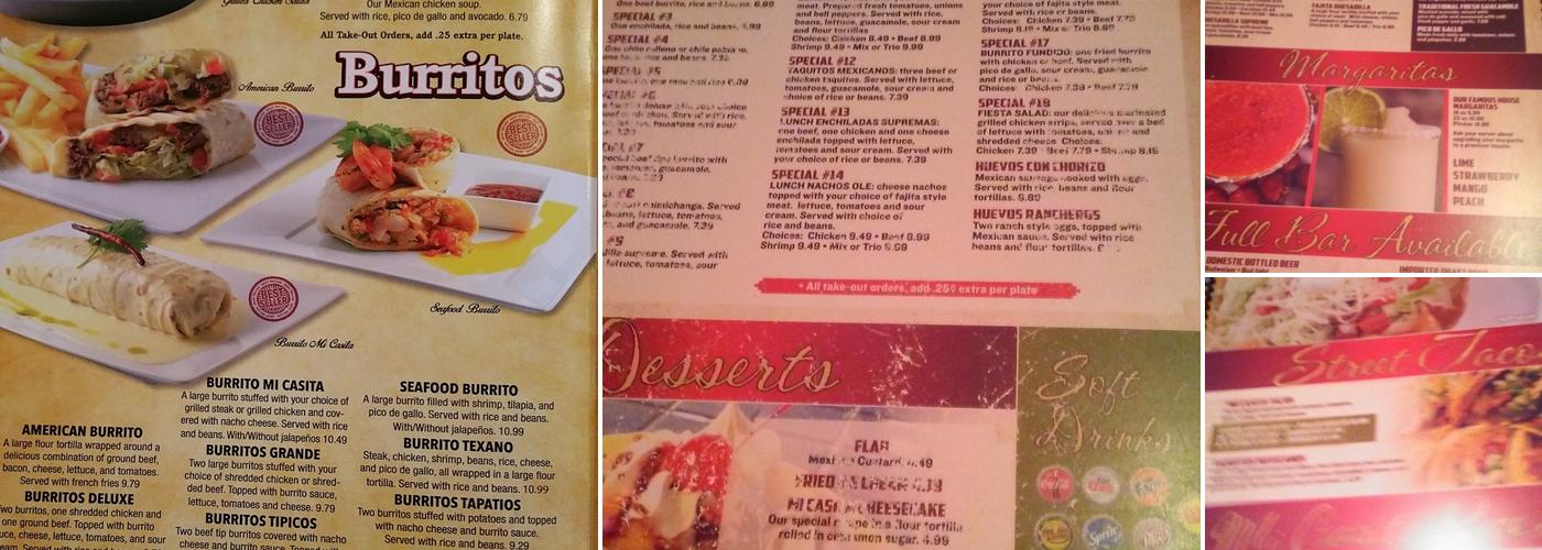 Mi Casita Bragg Blvd. Menu