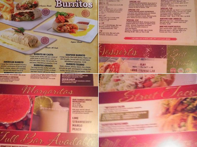 Mi Casita Bragg Blvd. Menu