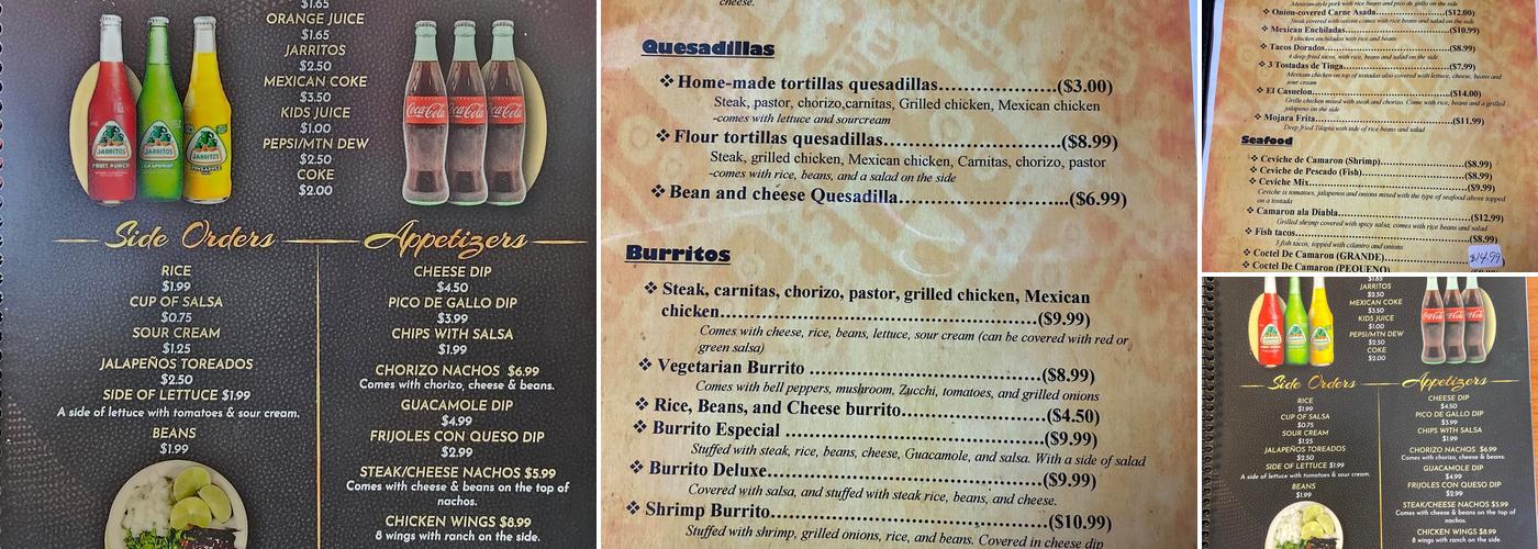 Taqueria Jalapeno Menu