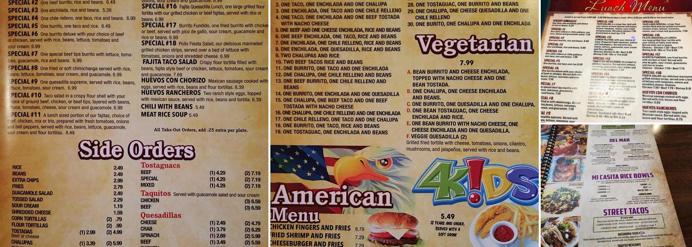 Mi Casita #7 Reilly Rd Menu