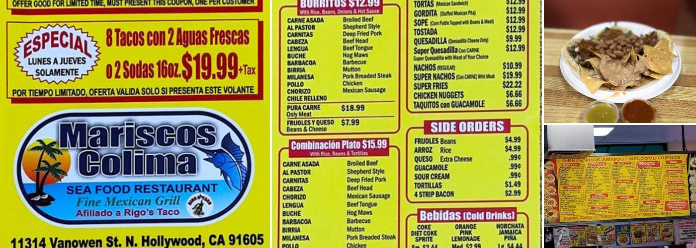 Rigos Taco Menu