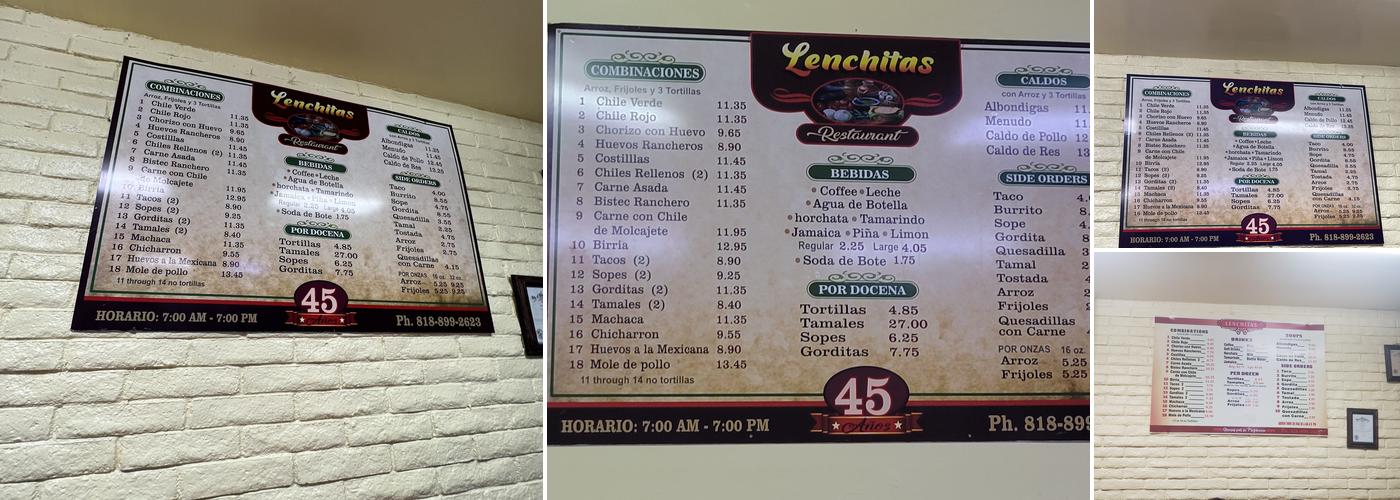 Lenchita's Menu