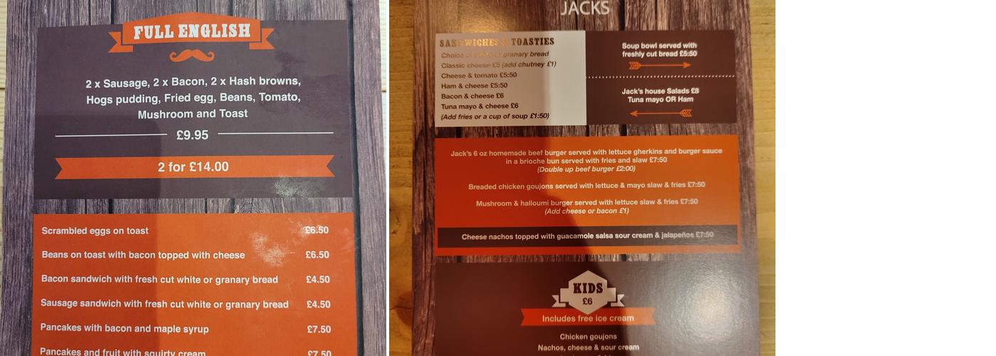 Moustache Jacks Menu