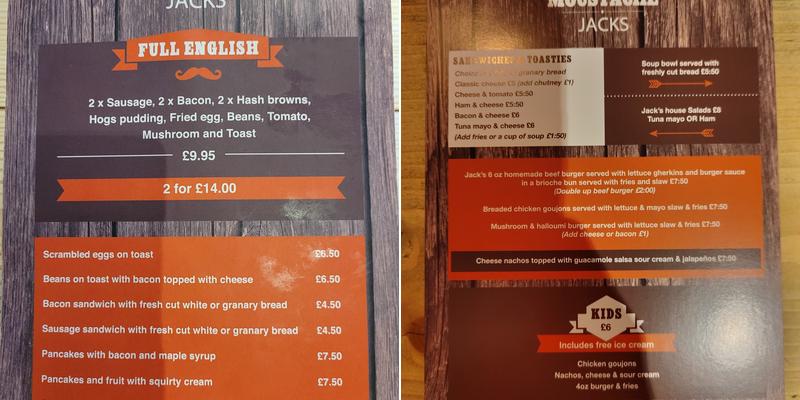 Moustache Jacks Menu