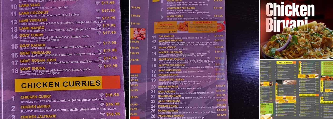 Taste of India Menu