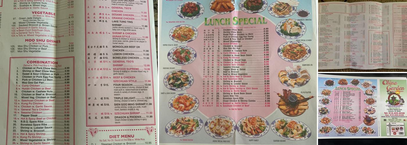 China Garden Menu