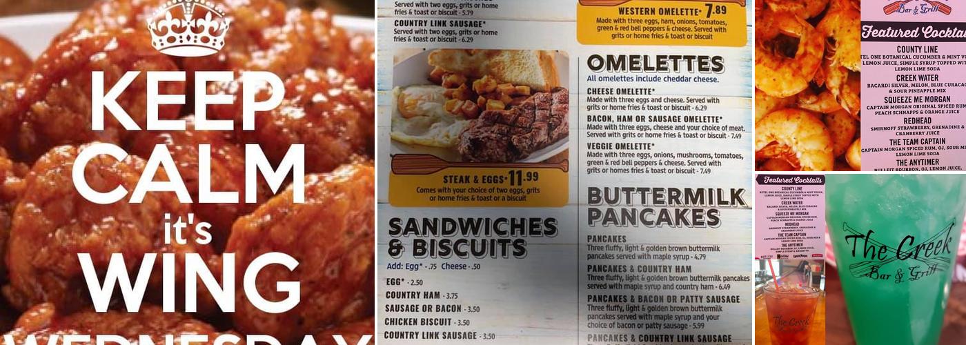 The Creek Bar & Grill Menu