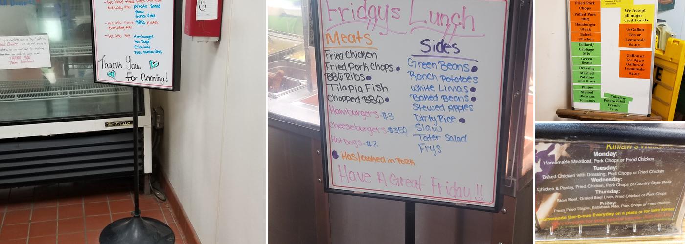 Kinlaw's Welcome Grill Menu