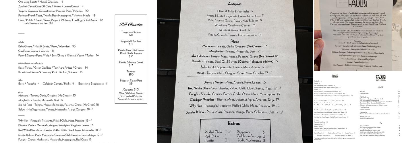 Pizzeria Faulisi Menu