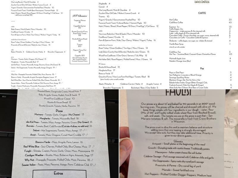 Pizzeria Faulisi Menu