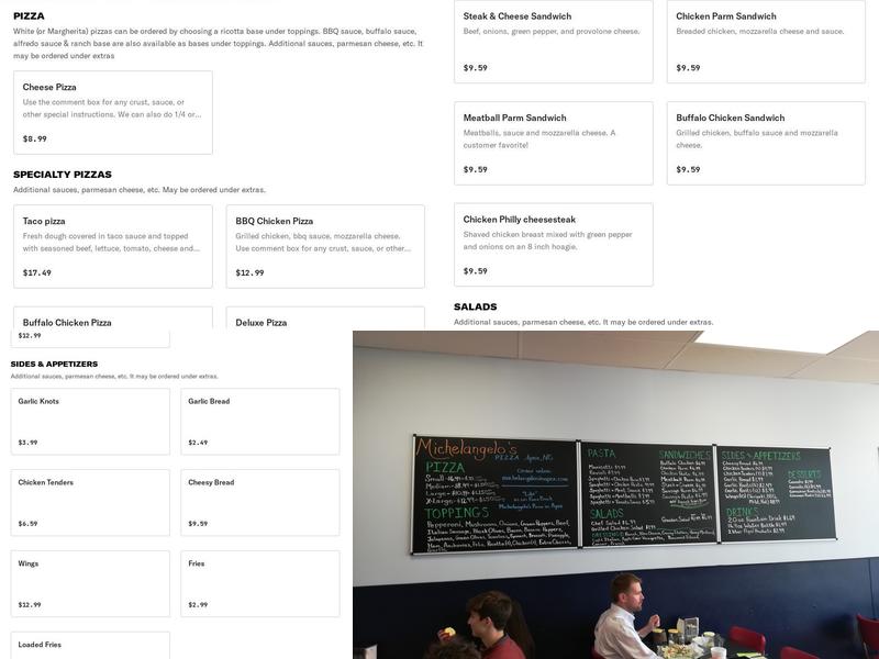 Michelangelo's Pizza APEX Menu