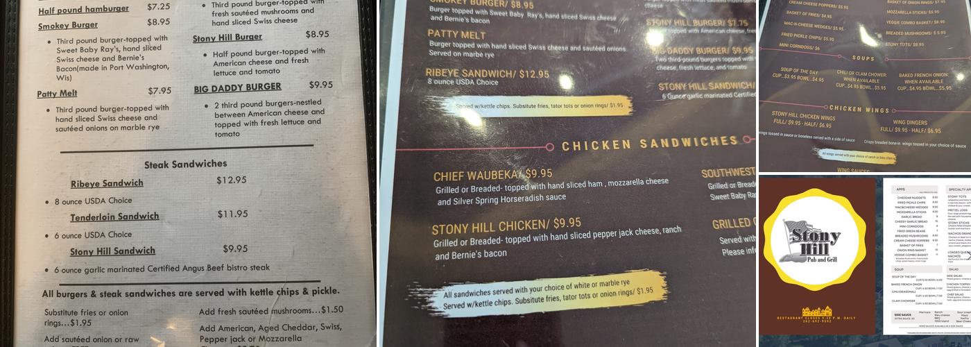 Stony Hill Bar & Grill Menu