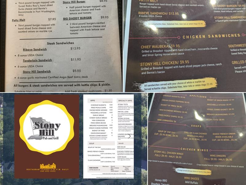Stony Hill Bar & Grill Menu