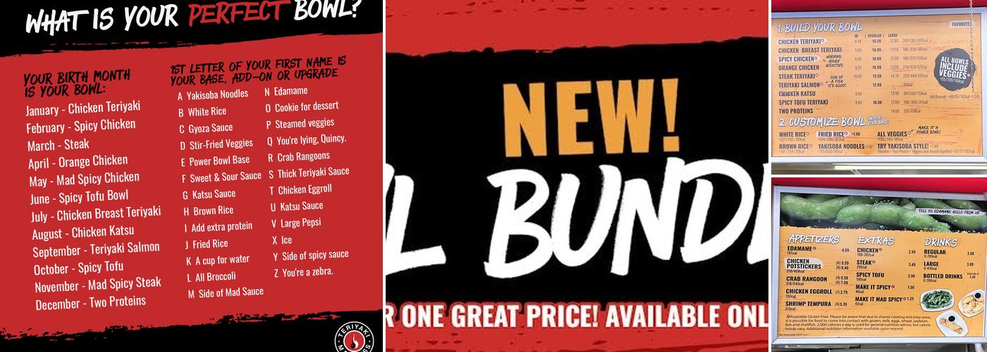 Teriyaki Madness Menu