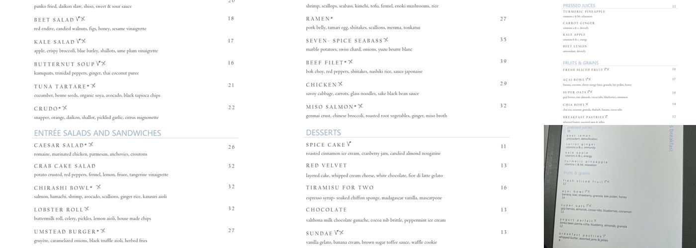 Herons Menu