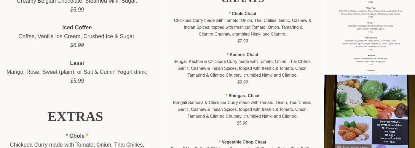 Mithai Indian Cafe Menu