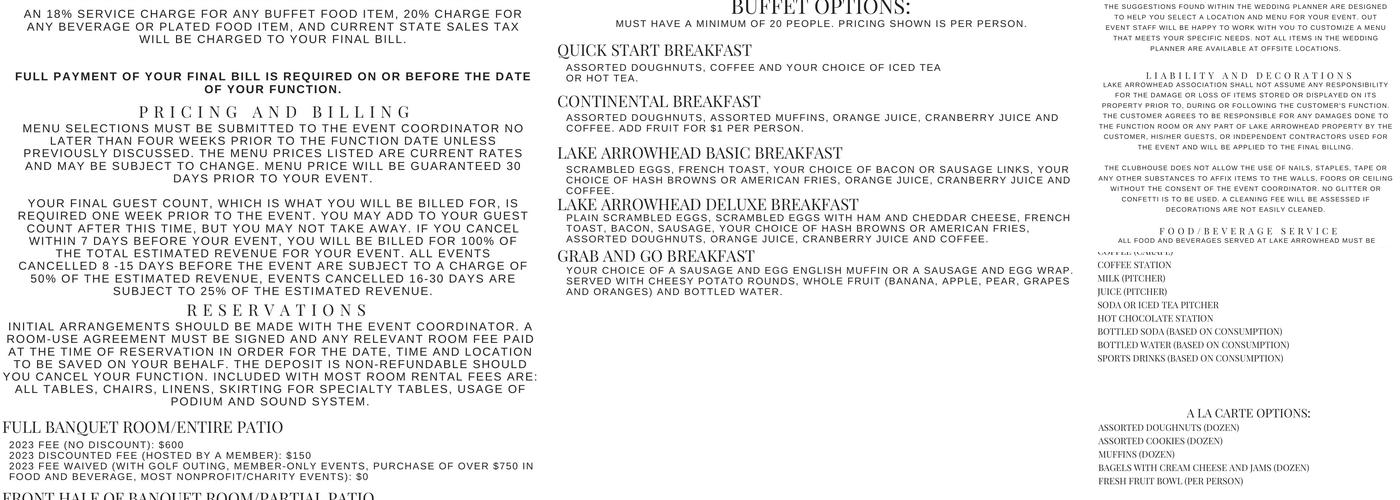 Greenside Grille at Lake Arrowhead Menu