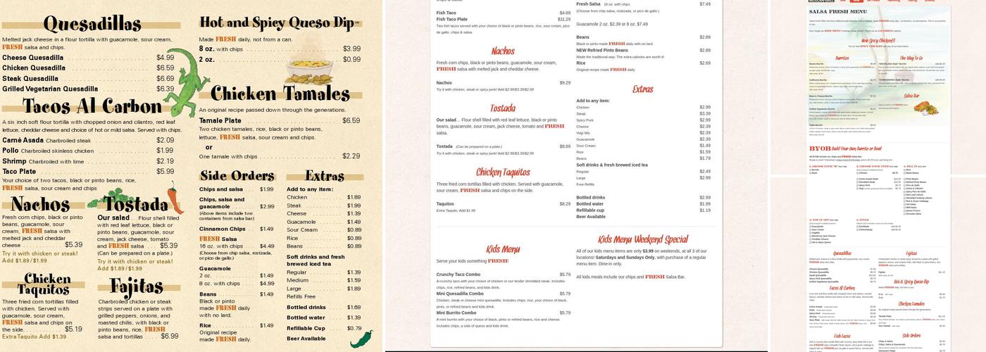 Salsa Fresh Mexican Grill Menu