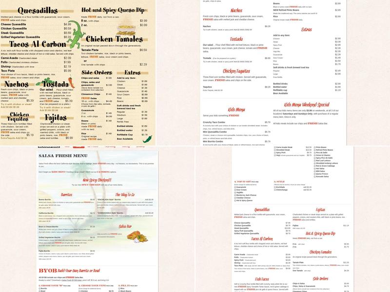 Salsa Fresh Mexican Grill Menu