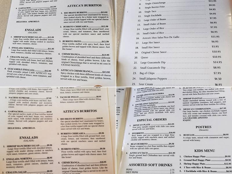 Cafe Azteca Menu