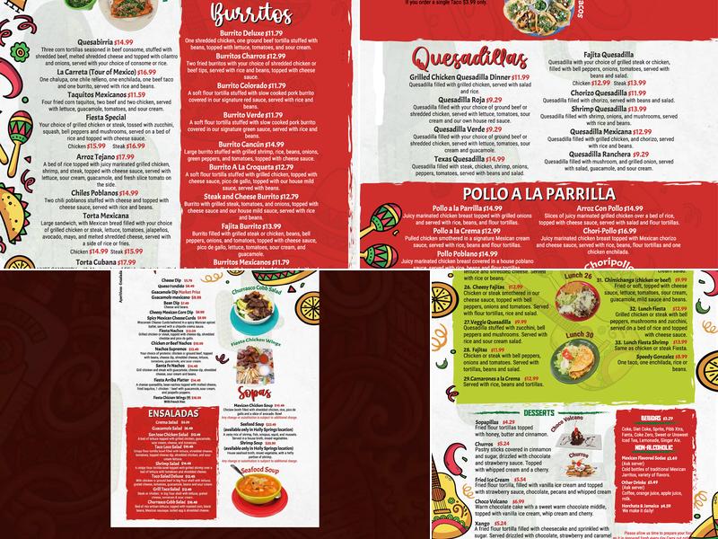 Fiesta Mexicana Holly Springs Menu