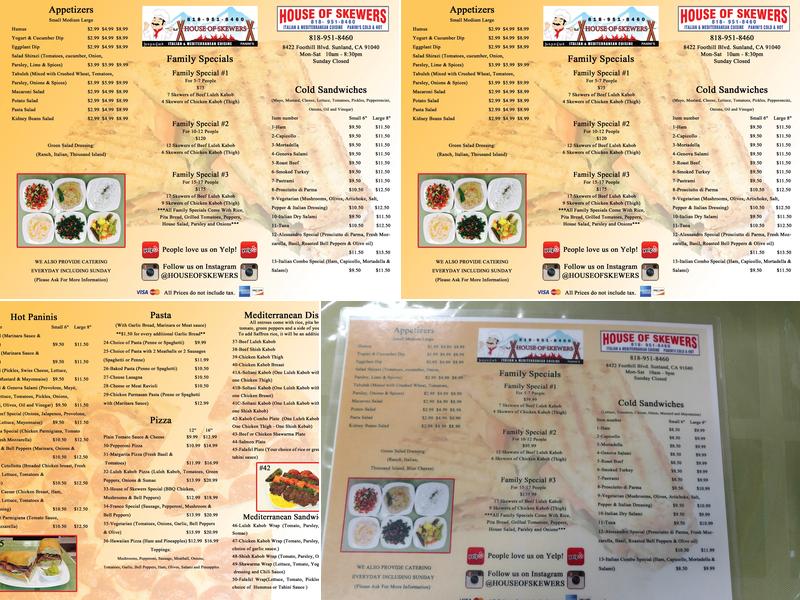House of Skewers Menu