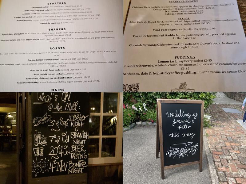 The Mill at Elstead, Godalming Menu