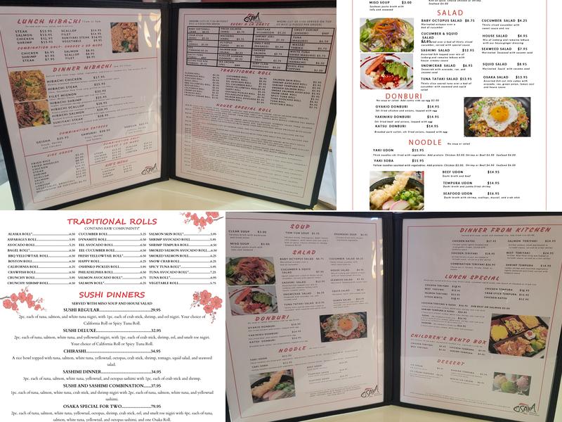 Osaka | Japanese Restaurant Menu