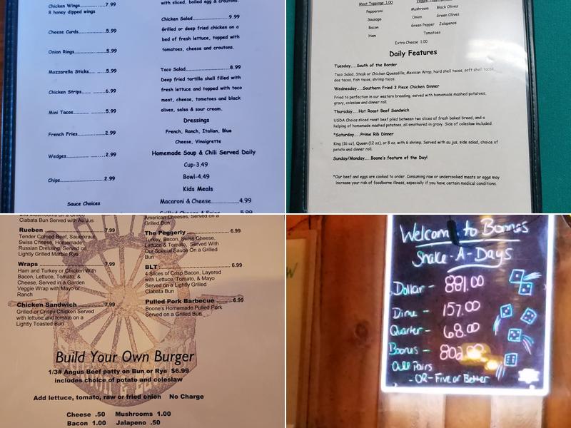 Boone's Saloon Menu