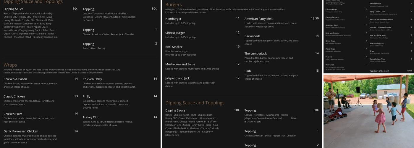 Backwoods Bar & Grill Menu