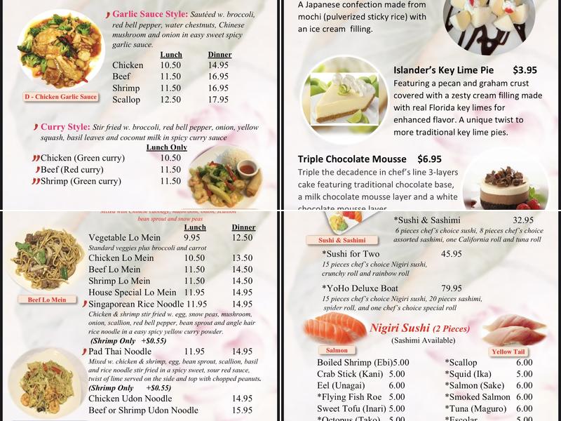 Yoho Asian Bistro Menu