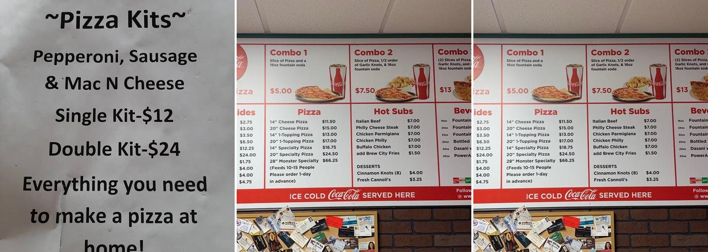 Politos Pizza Menu
