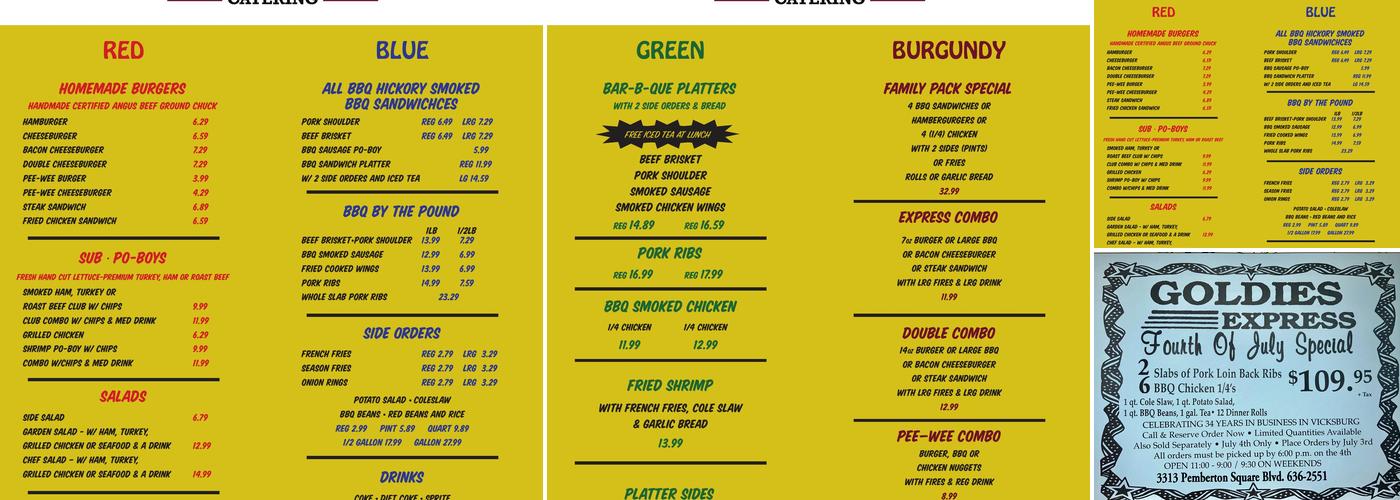 Goldie's Express BBQ & Catering Menu