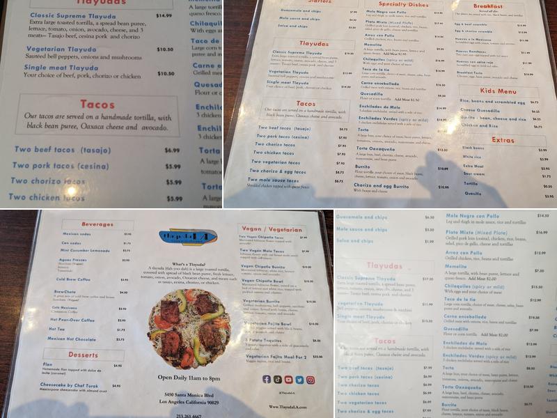 Tlayuda L.A. Restaurant Menu