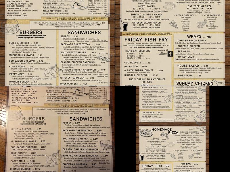 Backyard Grille Menu