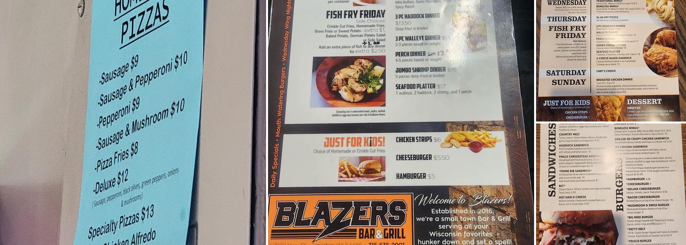 Blazers Bar & Grill Menu