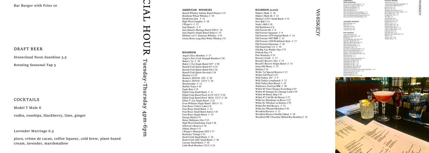 Mary Eddy's Dining Room Menu