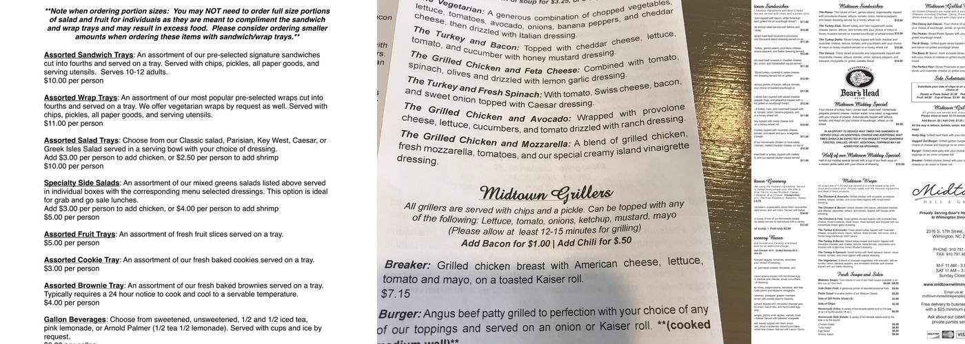 Midtown Deli & Grill, INC. Menu