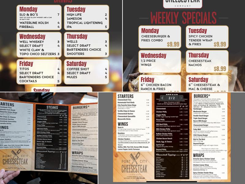 Port City Cheesesteak Menu