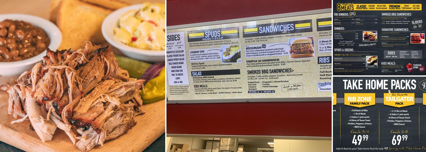 Billy Sims BBQ Menu