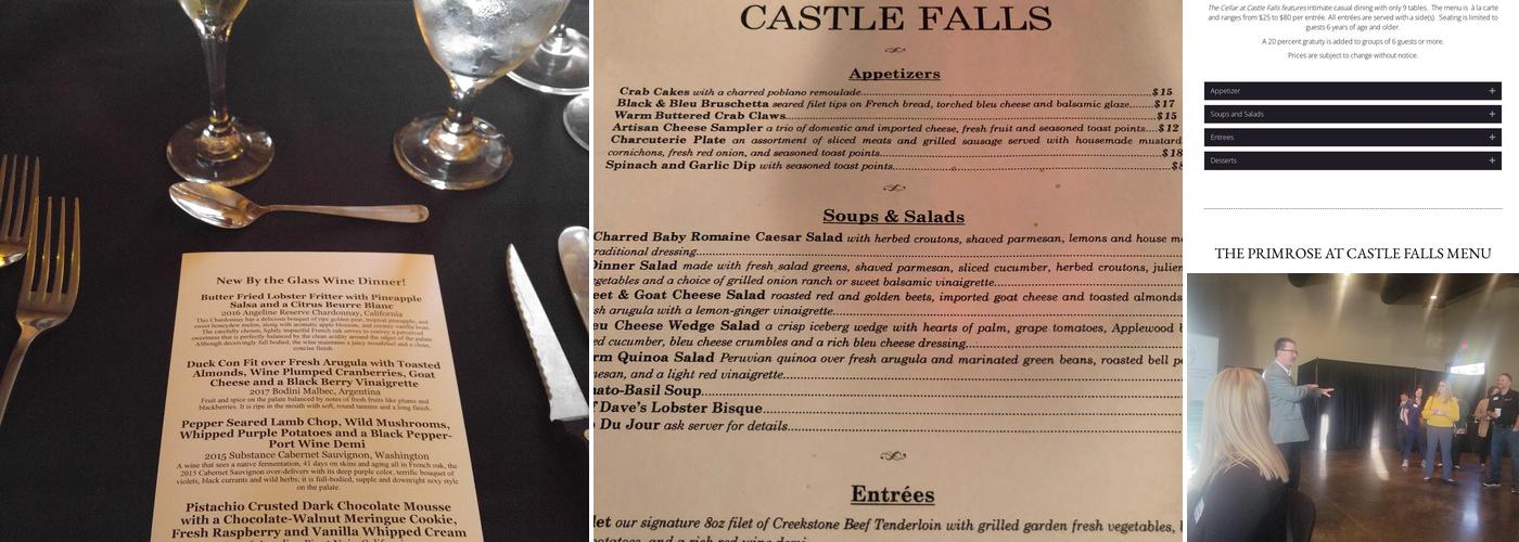 Castle Falls Menu