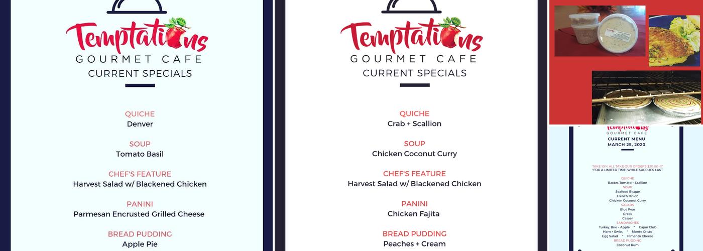Temptations Gourmet Cafe Menu