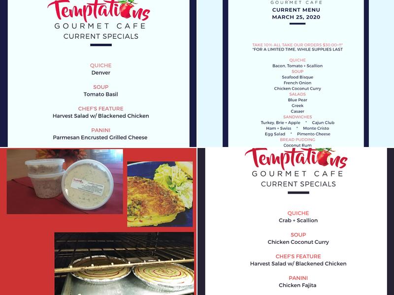 Temptations Gourmet Cafe Menu