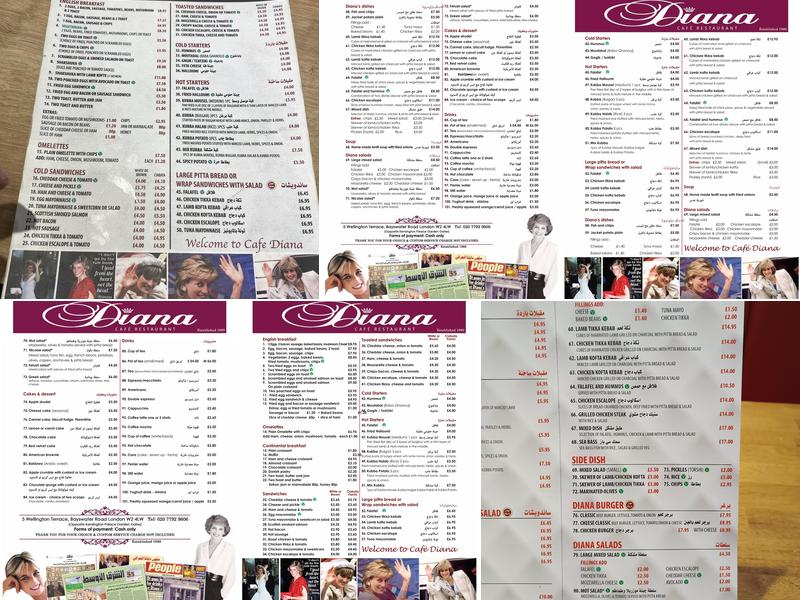 Cafe Diana Menu