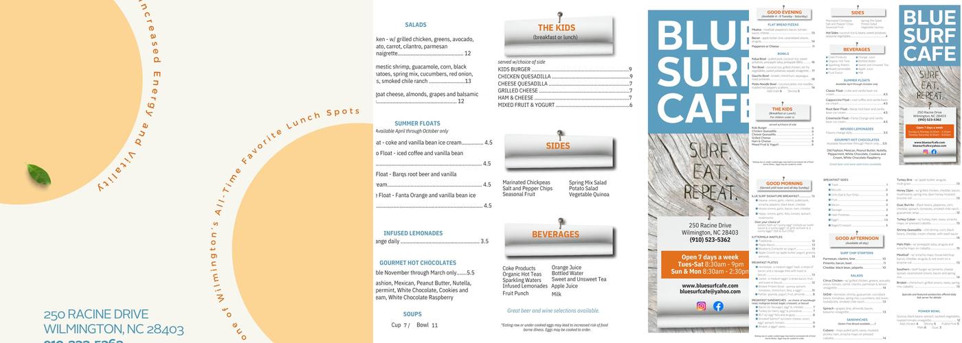 Blue Surf Café Menu