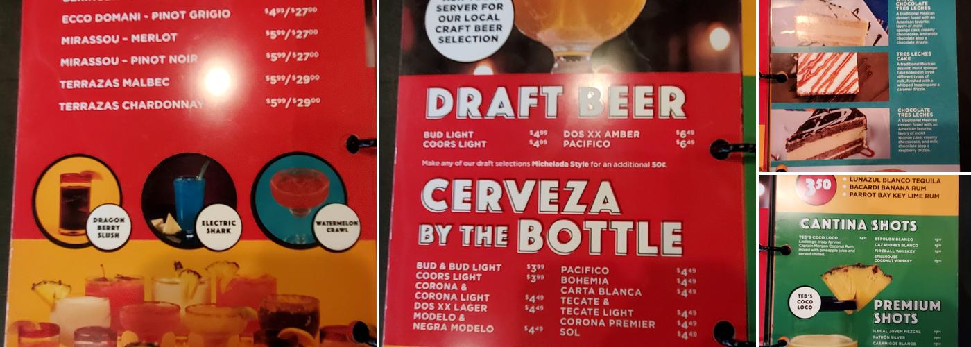 Ted's Café Escondido Menu